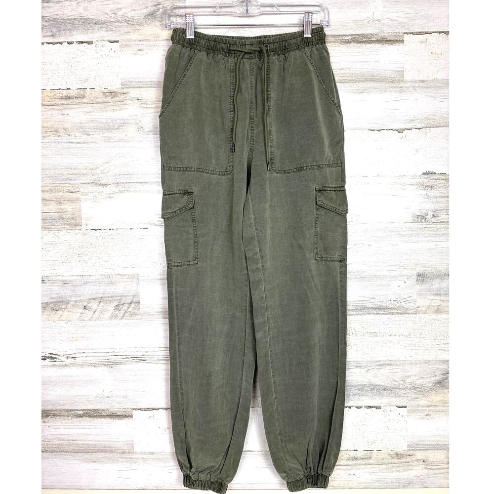 7 For All Mankind Womens XS Army Green Lightweight Cargo Jogger Pants NEW Casual